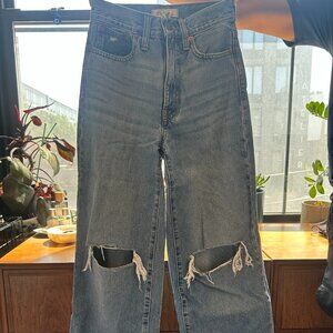 Madewell ripped wide leg jeans